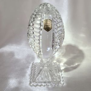Hand Cut Lead Crystal Pedestal Egg Paperweight Bookend